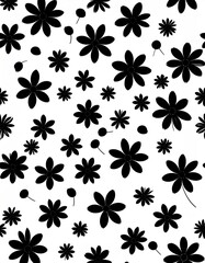 Floral Pattern - Black and White Daisy Design.