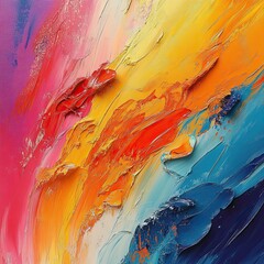 Vibrant Abstract Brush Strokes in Bold Colors