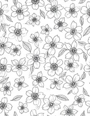 Floral Pattern - Delicate Blossoms in Black and White.