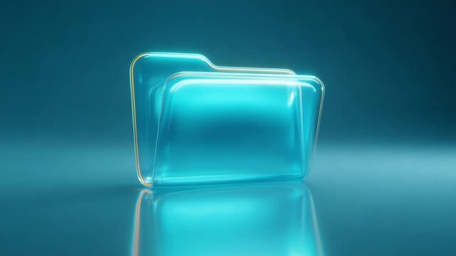 A Stunning Visual Representation of Modern Digital Folders in a Glossy Turquoise Environment, Capturing the Essence of Organization and Digital Workflow, Perfect for Creative Displays