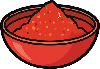 Cartoon Illustration of a Bowl Full of Spicy Red Salsa