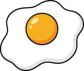 Cartoon Fried Egg with a Golden Yolk and White Albumen