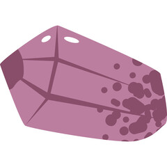 Nautical Gemstone Crystal Abstract Shape Purple Pink Geometric Faceted Stone With Dark Spots Transparent Background Isolated