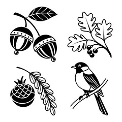 Autumnal design elements set