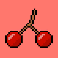 Obraz premium Pixel Art Style of Two Cherries
