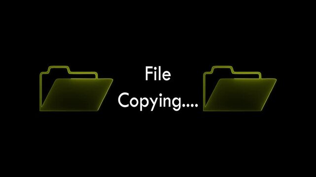 File transfer from computer folder to folder neon line animation Isolated on black background.
File transfer from computer folder to folder neon line animation Isolated on black background. 4K video!!