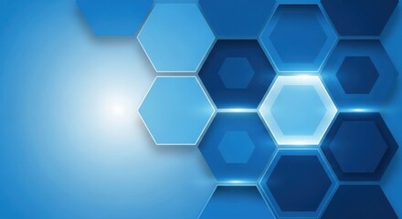 Modern technology background with vibrant blue glowing hexagons offers professional impact for presentations, websites, and dynamic digital marketing campaigns
