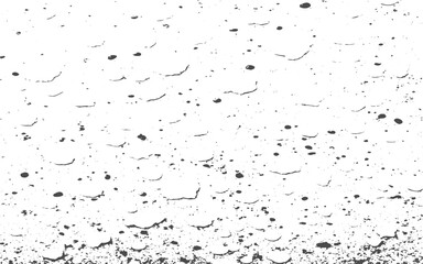 Abstract black ink splatter with grunge texture on transparent background. Black inked splatter dirt stain splattered spray splash with drops blots. White background.