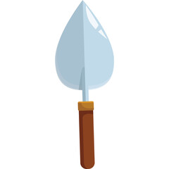 A Light Blue Garden Trowel With A Brown Handle Isolated On A White Background