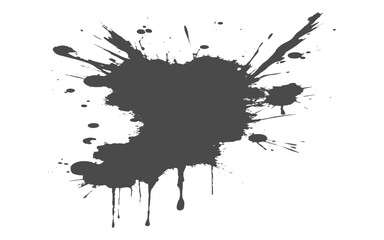 Black Ink Splatter PNG – Isolated on Transparent Background for Grunge & Abstract Design.Black ink grunge splash isolated on white background