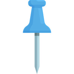 A Light Blue Pushpin Icon with a Silver Needle Against a Transparent White Background