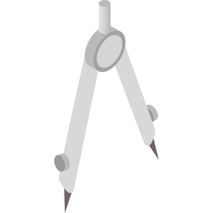 A Light Gray Technical Drawing Compass Tool With Two Sharp Pointers And Circular Mid Section Isolated On A White Background