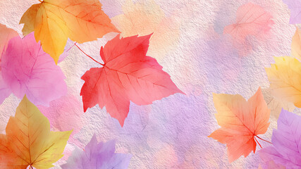 Abstract Autumn Watercolor Background with Soft Textured Leaves and Warm Fall Colors
