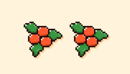 Fototapeta premium Pixel art Christmas English holly decoration. 