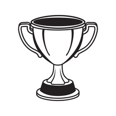 Trophy cup outline icon. Simple vector line art illustration. Winner's cup in one line art style. Drawing of an award trophy with editable black 
stroke on a white background. Award for winner.