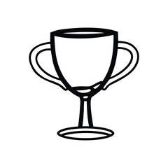 Trophy cup outline icon. Simple vector line art illustration. Winner's cup in one line art style. Drawing of an award trophy with editable black 
stroke on a white background. Award for winner.