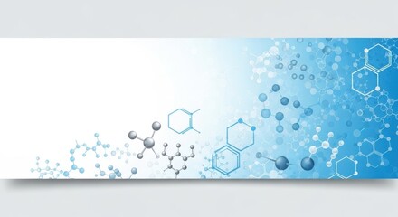Dynamic molecular structures and hexagonal grids create a modern science and technology background with vibrant blue hues