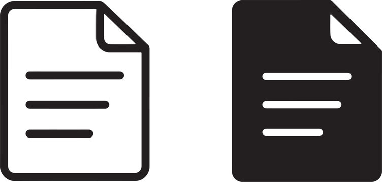 Document icon silhouette and outline for digital use