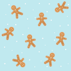 christmas pattern with gigerbread man