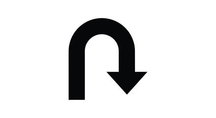 Black u turn arrow symbol indicating a reversal of direction or a change in course silhouette © Kuntol02