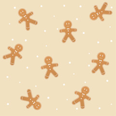 christmas pattern with gigerbread man