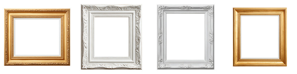 Fototapeta premium Ornate Picture Frames Set: Gold and Silver Vintage Designs