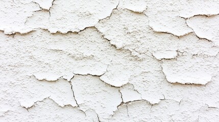 Obraz premium Close-up of a textured white wall with peeling paint and visible cracks