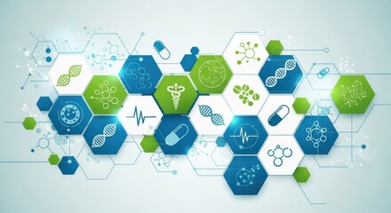 Dynamic medical science network showcases DNA, molecules, and heartbeat for innovative healthcare research and development