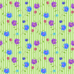 Floral seamless pattern. Aster. Floral motifs for use in wallpaper, covers, packaging. For textiles, cotton fabrics, linen. For use in wallpaper, wrappings. Interior decor. Raster illustration.