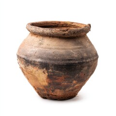 ancient clay pot isolated on white background