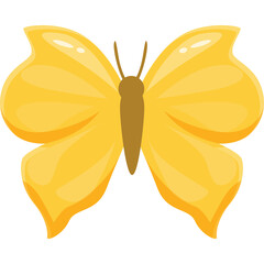 Golden Yellow Butterfly with Elegant Wing Patterns Isolated on Transparent Background