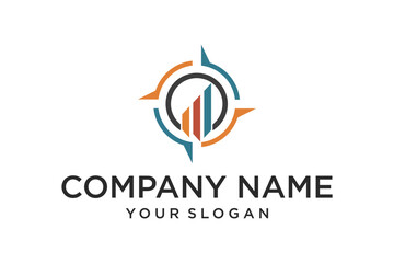 Financial Growth Compass Logo. Modern Business Strategy and Market Analysis Design. Abstract Investment Direction Symbol.