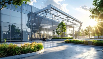 Obraz premium Modern architectural framework with glass and steel structure