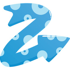 Graffiti Style Letter Z in Light Blue with White Circles Isolated on Transparent Background