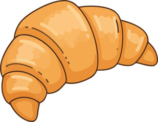 Golden Brown Croissant Pastry Illustration on a White Background