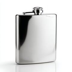 Obraz premium a silver pocket flask with polished finish