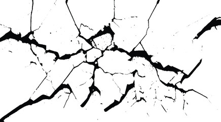 Split Stone or Concrete Surface. Black and White Crack Overlay