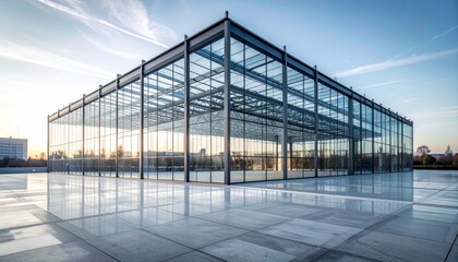 Obraz premium Modern architectural framework with glass and steel structure