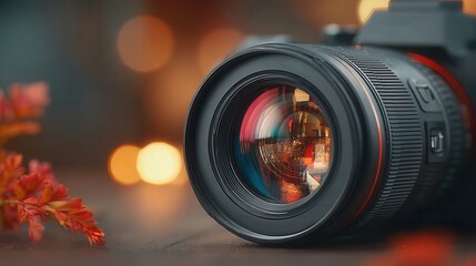 Stunning professional camera lens capturing vibrant bokeh, perfect for photography blogs, gear reviews, or creative projects about capturing moments