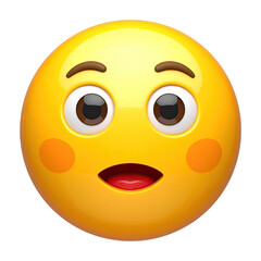 Fototapeta premium Surprised emoji, yellow face, open mouth, wide eyes