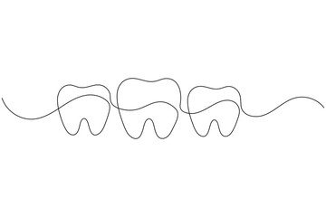Tooth icon continuous one line drawing minimalist dental outline vector illustration
