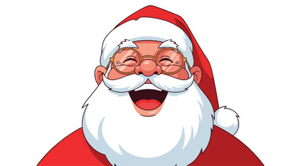 Joyful and happy Santa Claus laughing with a big smile, a festive Christmas character illustration