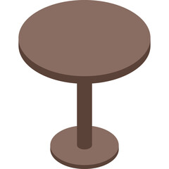 A Simple Brown Round Table With A Single Pedestal Base On A Transparent Background Representing Minimalist Furniture Design