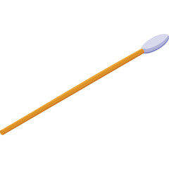 A Simple Cotton Swab with a White Tip and a Golden Brown Stick on a Transparent Background