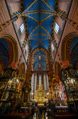 St. Mary's basilica in Krakow, Poland. The church is located on the Main Market Square and have on of the most beautiful ceiling. 
