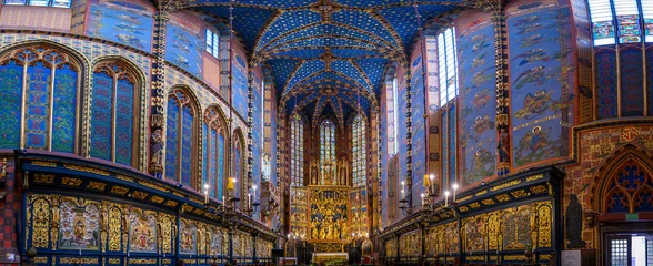 St. Mary's basilica in Krakow, Poland. The church is located on the Main Market Square and have on of the most beautiful ceiling.  © mitzo_bs