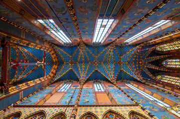St. Mary's basilica in Krakow, Poland. The church is located on the Main Market Square and have on of the most beautiful ceiling. 