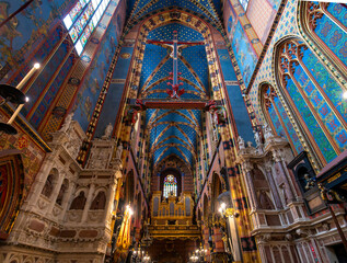 St. Mary's basilica in Krakow, Poland. The church is located on the Main Market Square and have on of the most beautiful ceiling. 