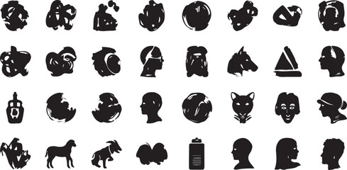 Obraz premium set of vector silhouettes of animals brushes