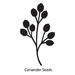 Coriander Seeds Silhouette Vector Icon – Culinary Spice & Herbal Medicine Illustration